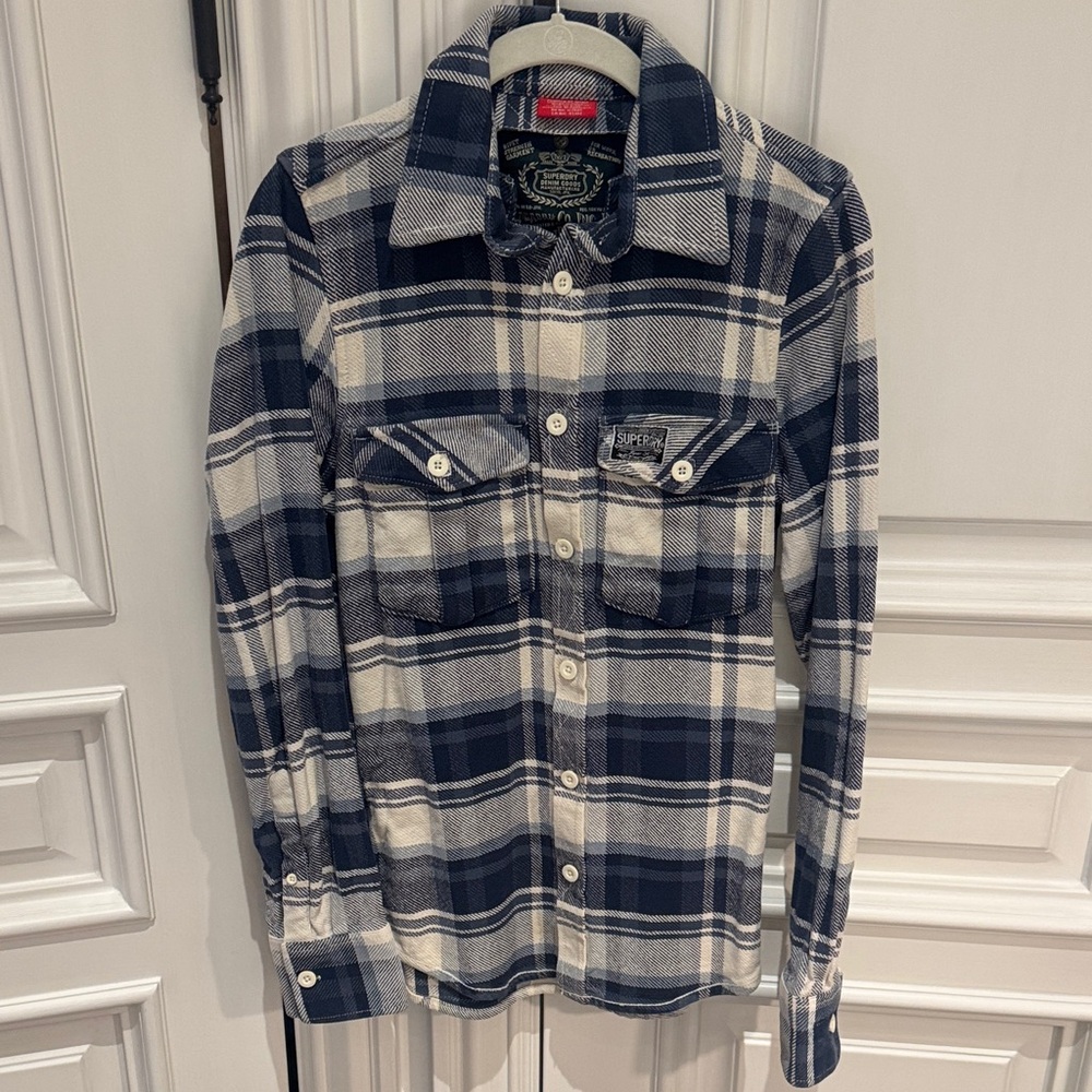 Superdry Navy and Cream Plaid Shirt